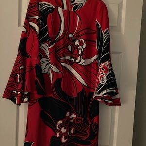 Dress with red white and black flowers Never worn